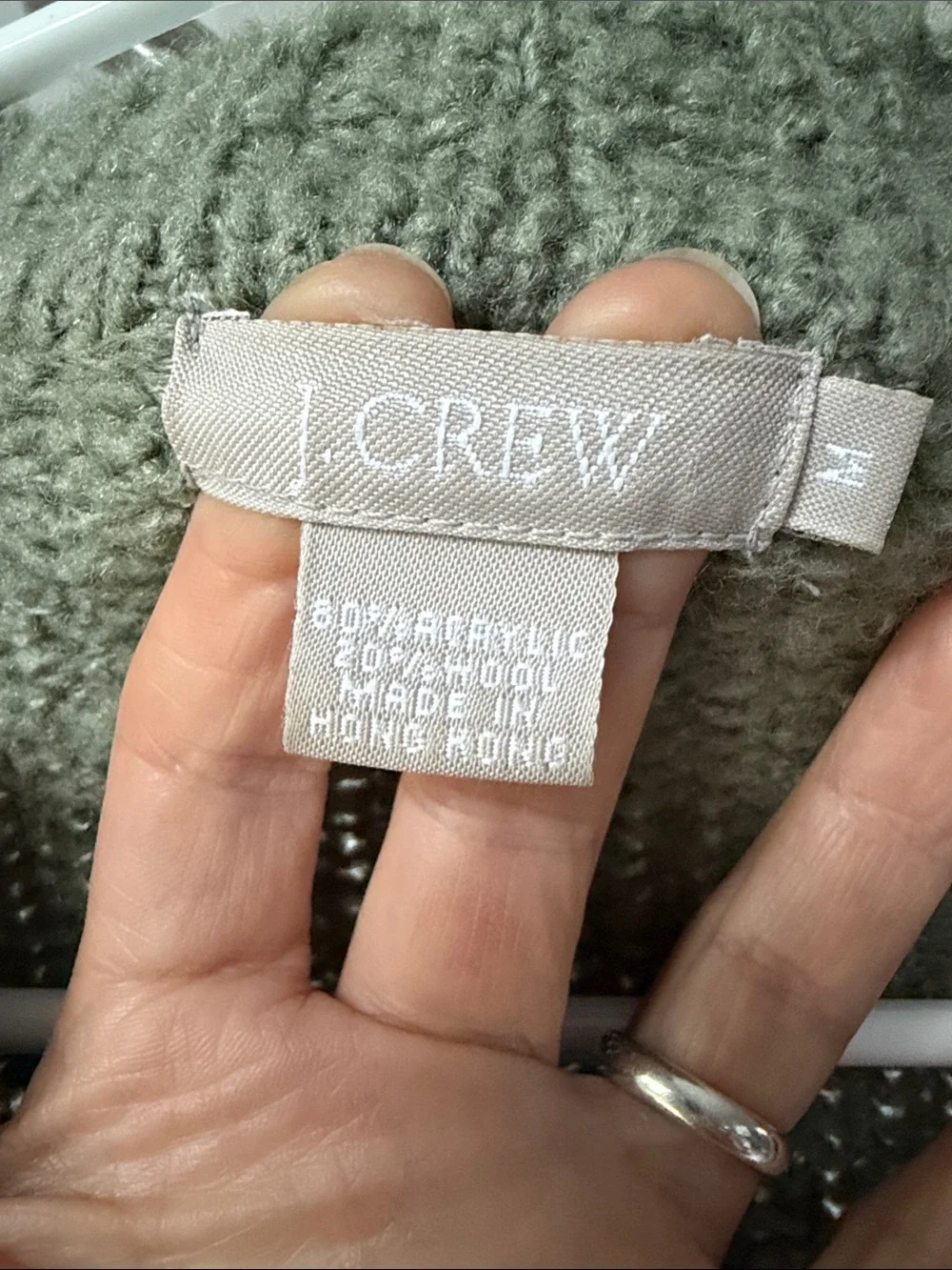 J. Crew Olive Green V-Neck Button Cardigan, Size M.